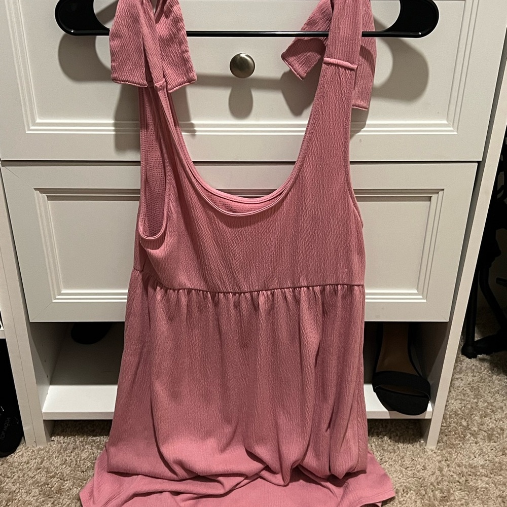 Pink Sleeveless Dress with Bow Straps